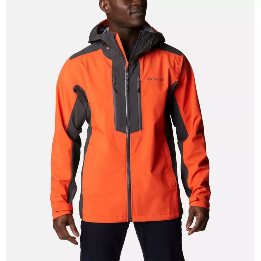 Columbia Men's Peak Creek מעטפת עמיד למים מעיל הליכה אדום קוורץ/כריש
