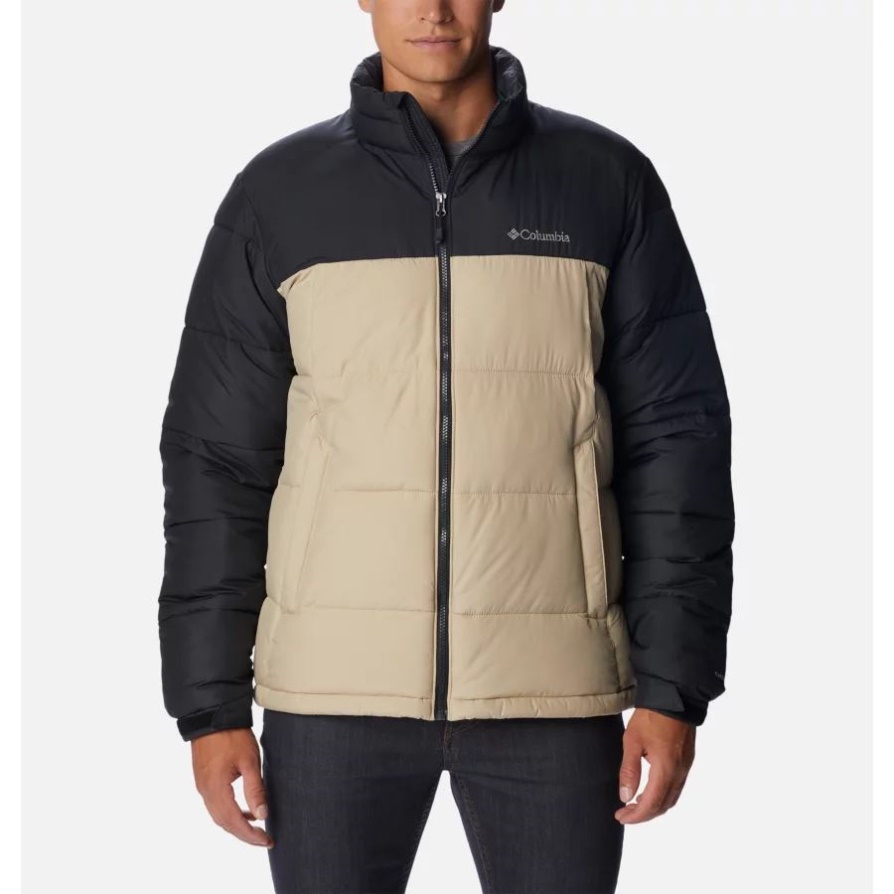 Columbia Men's Pike Lake Jacket מבודד מאובן עתיק/שחור