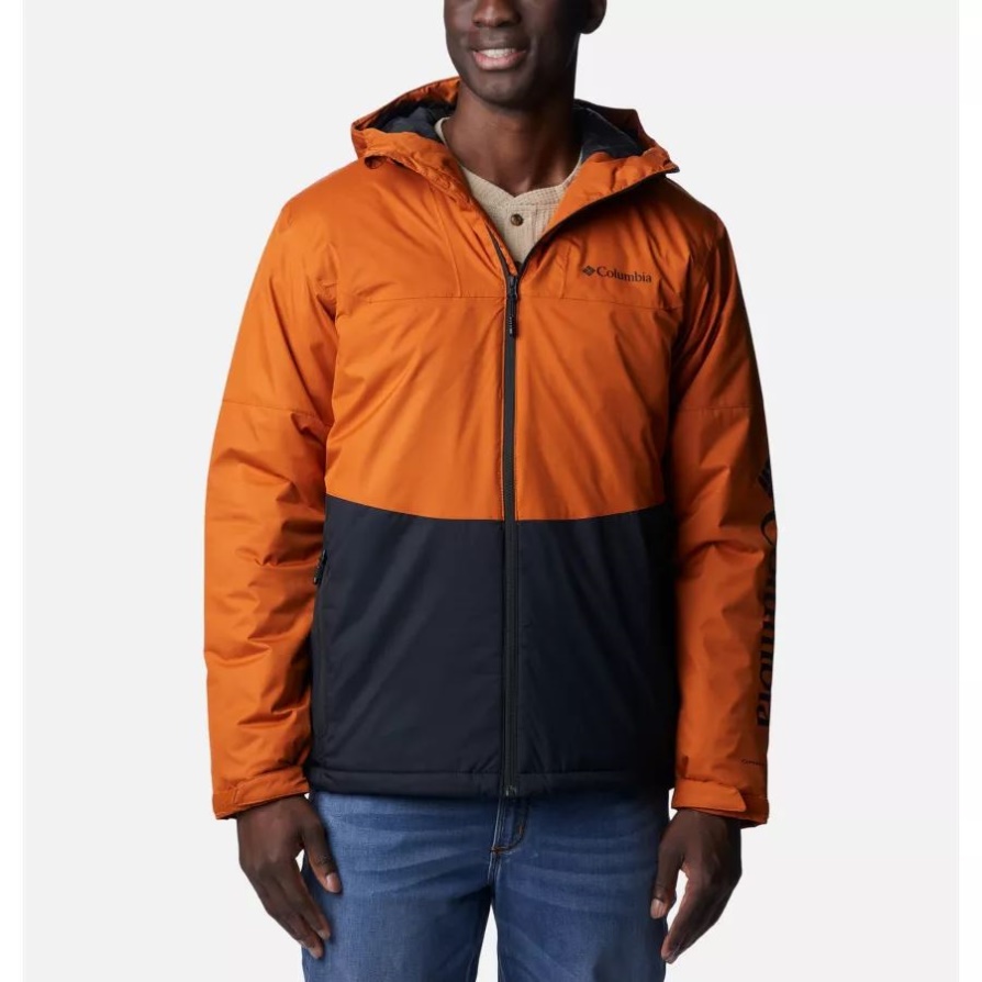 Columbia Men's Point Park מעיל מבודד עמיד למים חם נחושת/שחור