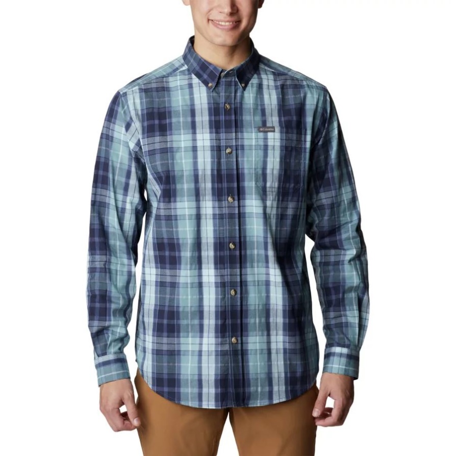 Columbia Men's Rapid Rivers II Long Sleeve Shirt Spring Blue Multi Plaid