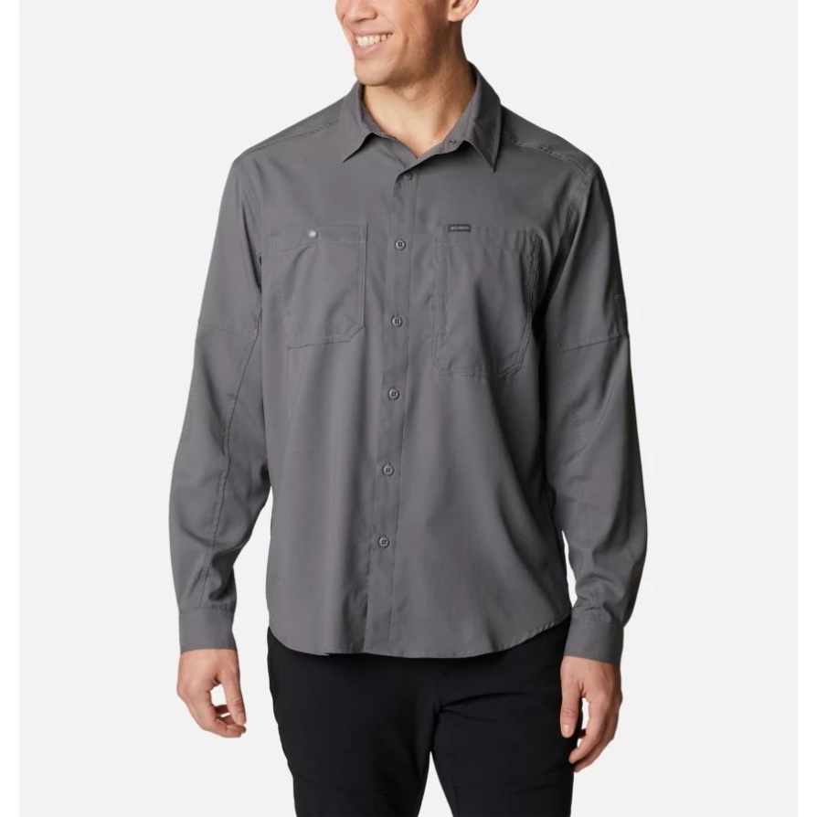 Columbia גברים כסף Ridge Utility Lite חולצה עם שרוולים ארוכים עיר אפור