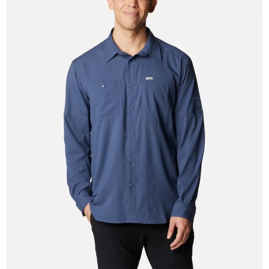 Columbia גברים כסף Ridge Utility Lite חולצה עם שרוולים ארוכים כהה הר