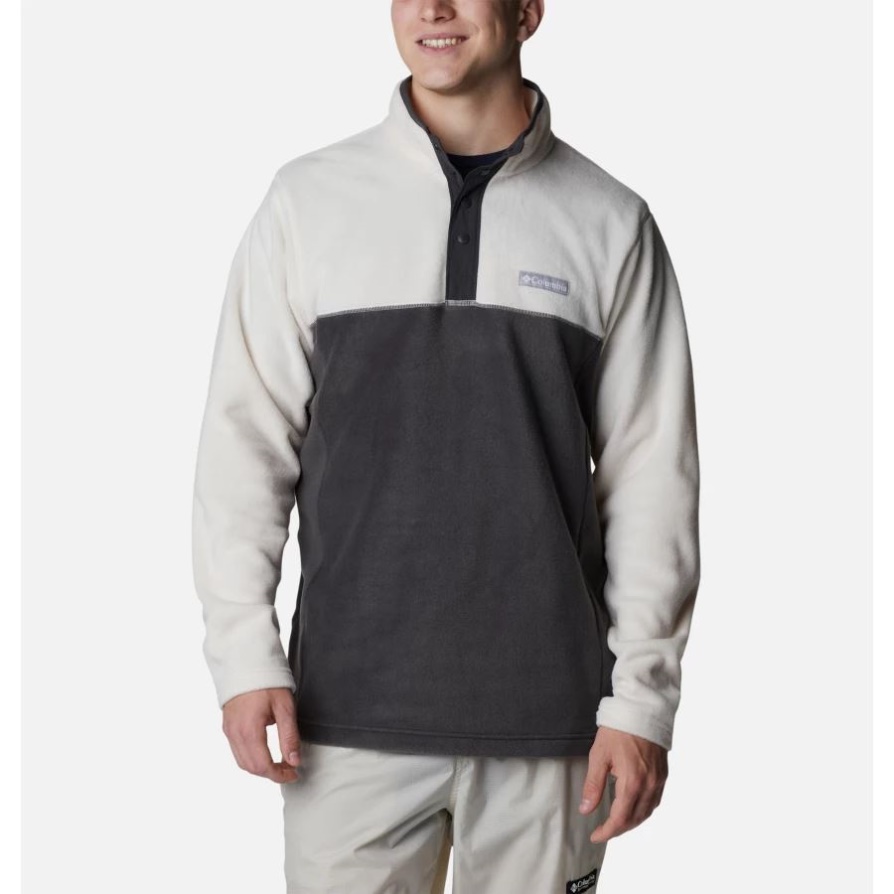Columbia Men's Steens Mountain חצי Snap Fleece סוודר כריש/גיר/כריש