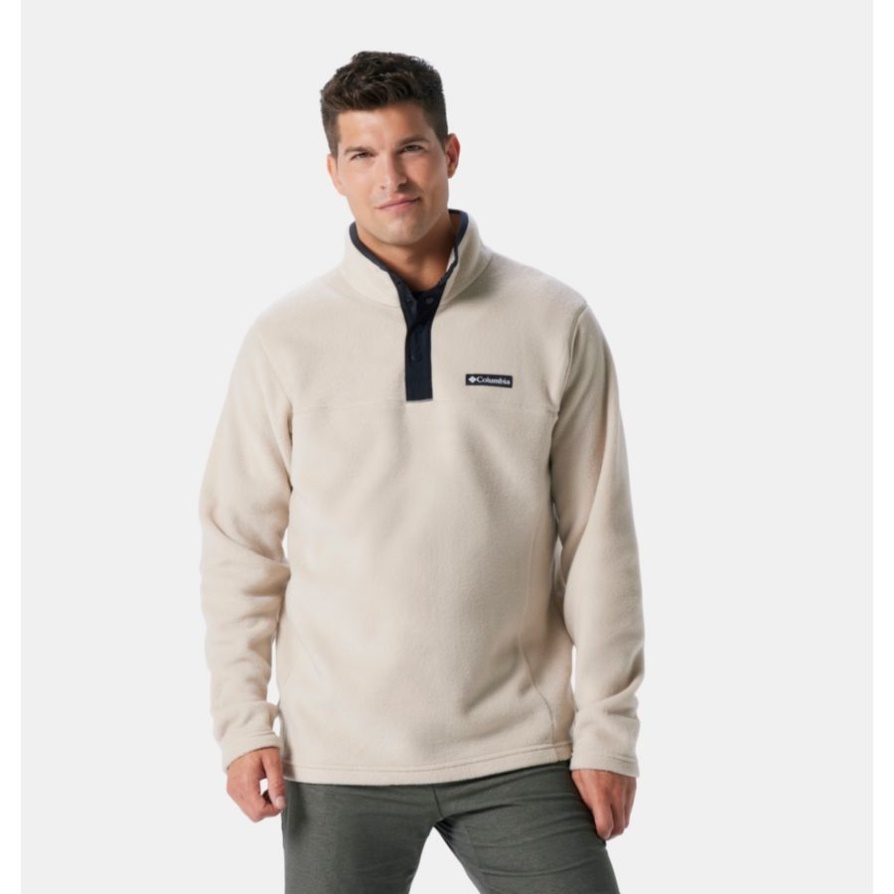 Columbia Men's Steens Mountain סוודר צמר חצי הצמד גבוה מאובן עתיק/שחור