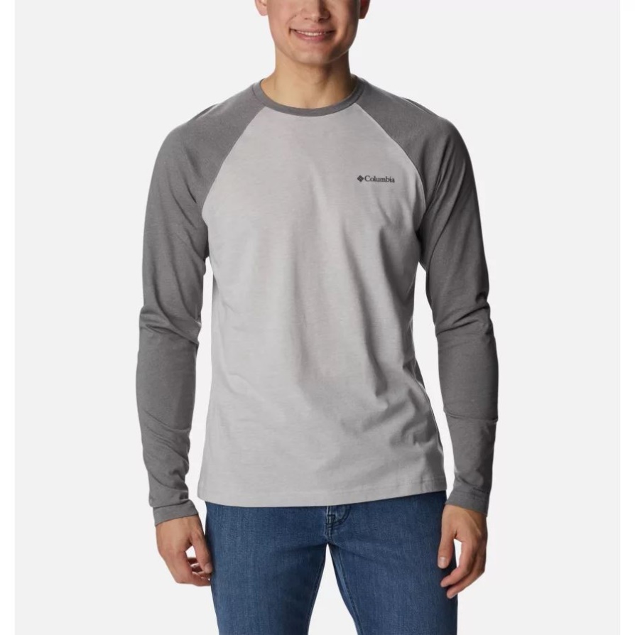 קולומביה גברים Thistletown Hills חולצה Raglan Columbia Grey Heather/city Grey Heather