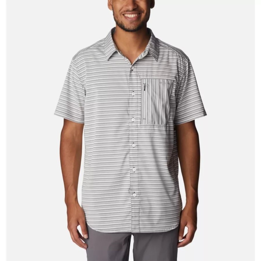 Columbia Men's Twisted Creek Iii חולצת שרוולים קצרים פס בסיסי שחור