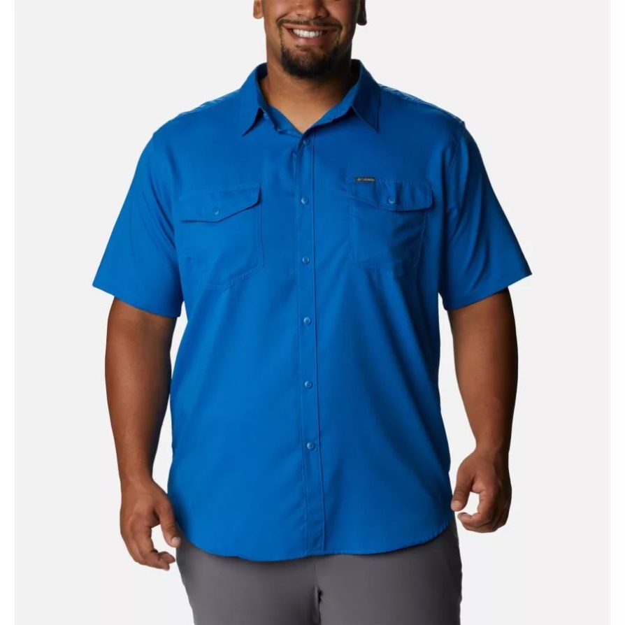 Columbia גברים Utilizer Ii חולצה מוצקה עם שרוולים קצרים אינדיגו גדול בהיר