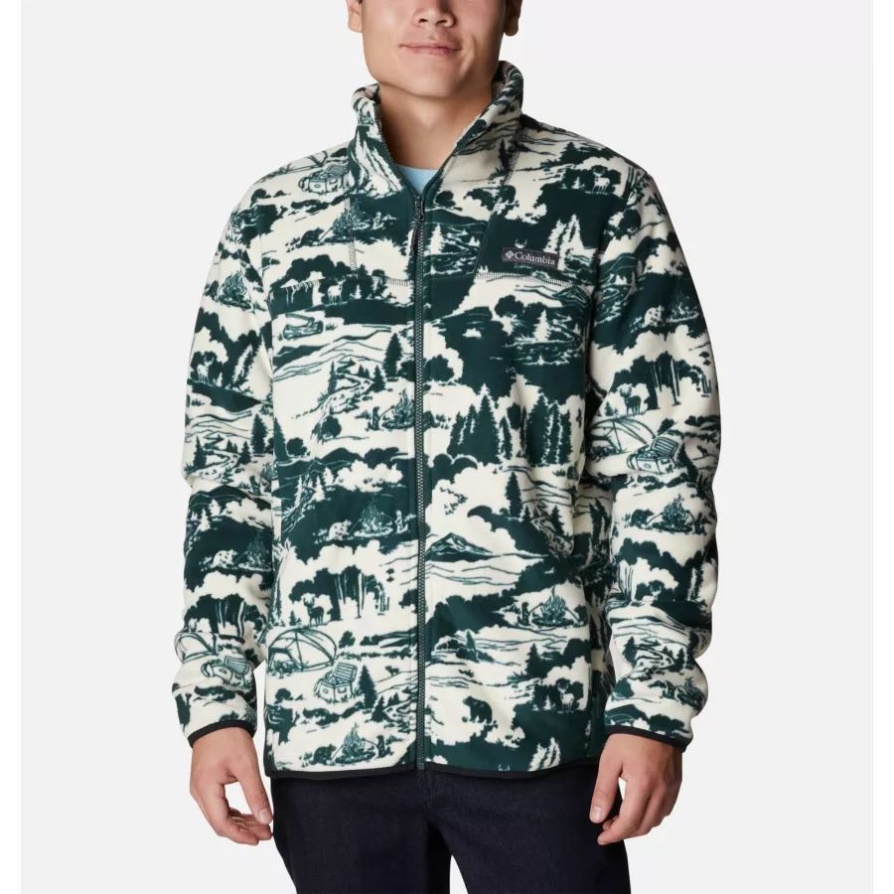 Columbia גברים חורף Pass Full Zip מעיל צמר שרפה הדפס אשוח צלוי