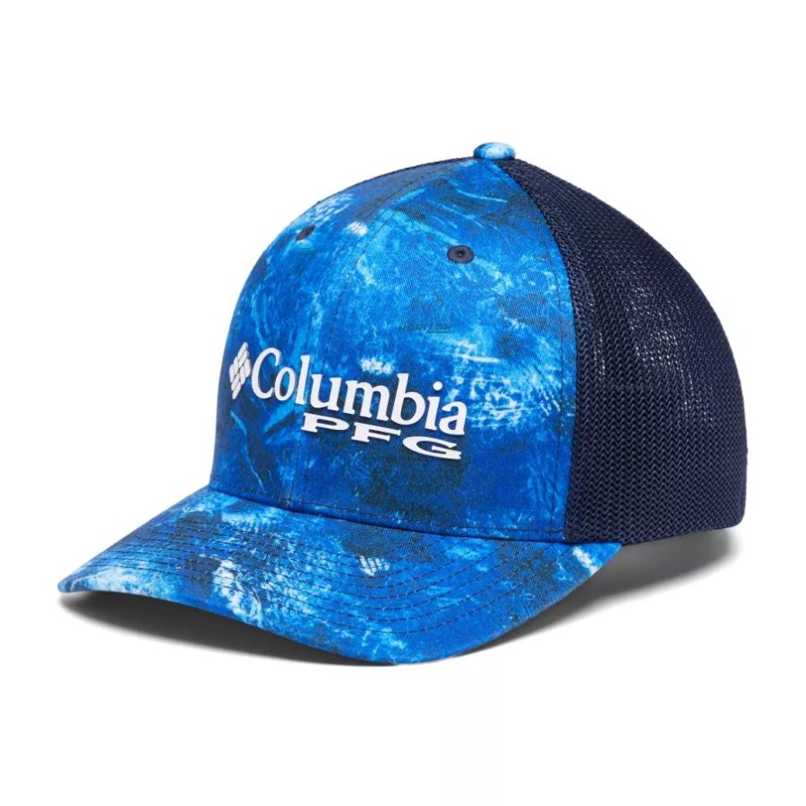 Columbia Pfg Camo Mesh כדור כובע כחול Macaw Realtree Horizon