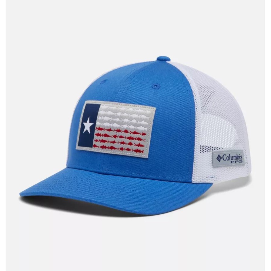 Columbia Pfg Fish Flag Mesh Snapback גבוה כתר חי כחול/דגל טקסס