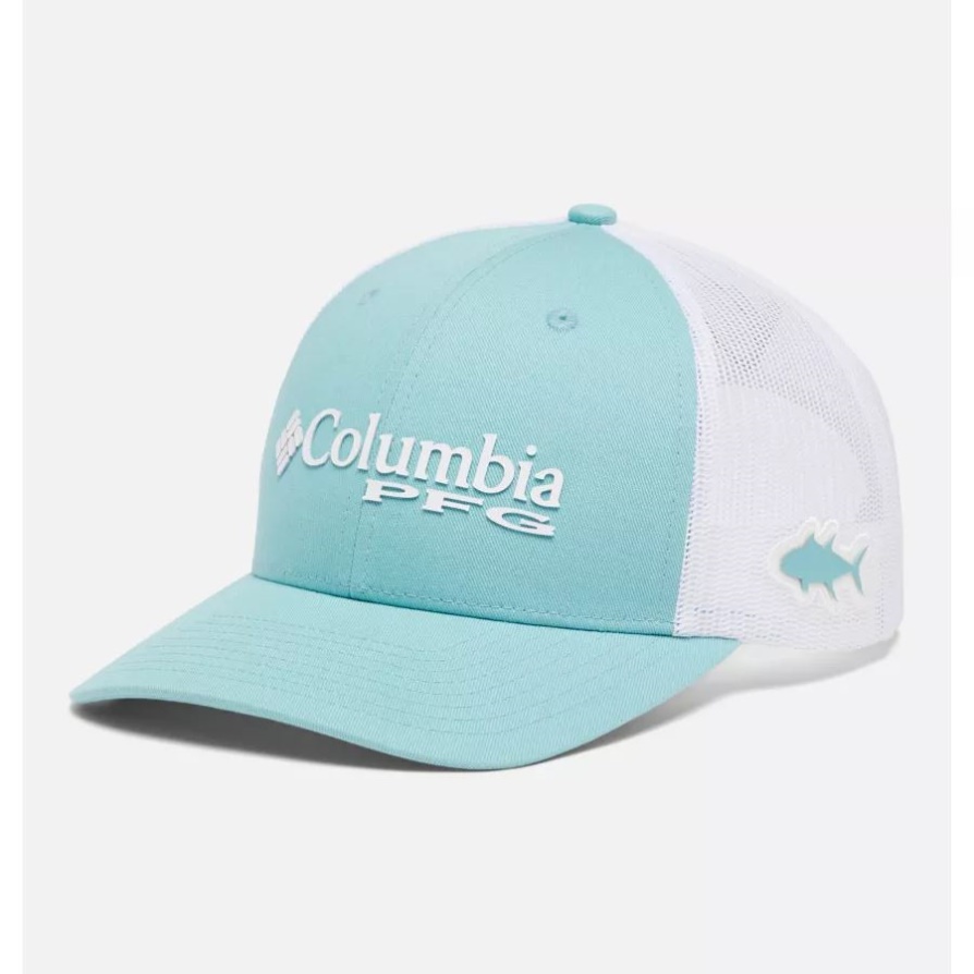 Columbia Pfg Logo Mesh Snapback אמצע כתר גל ים/לבן