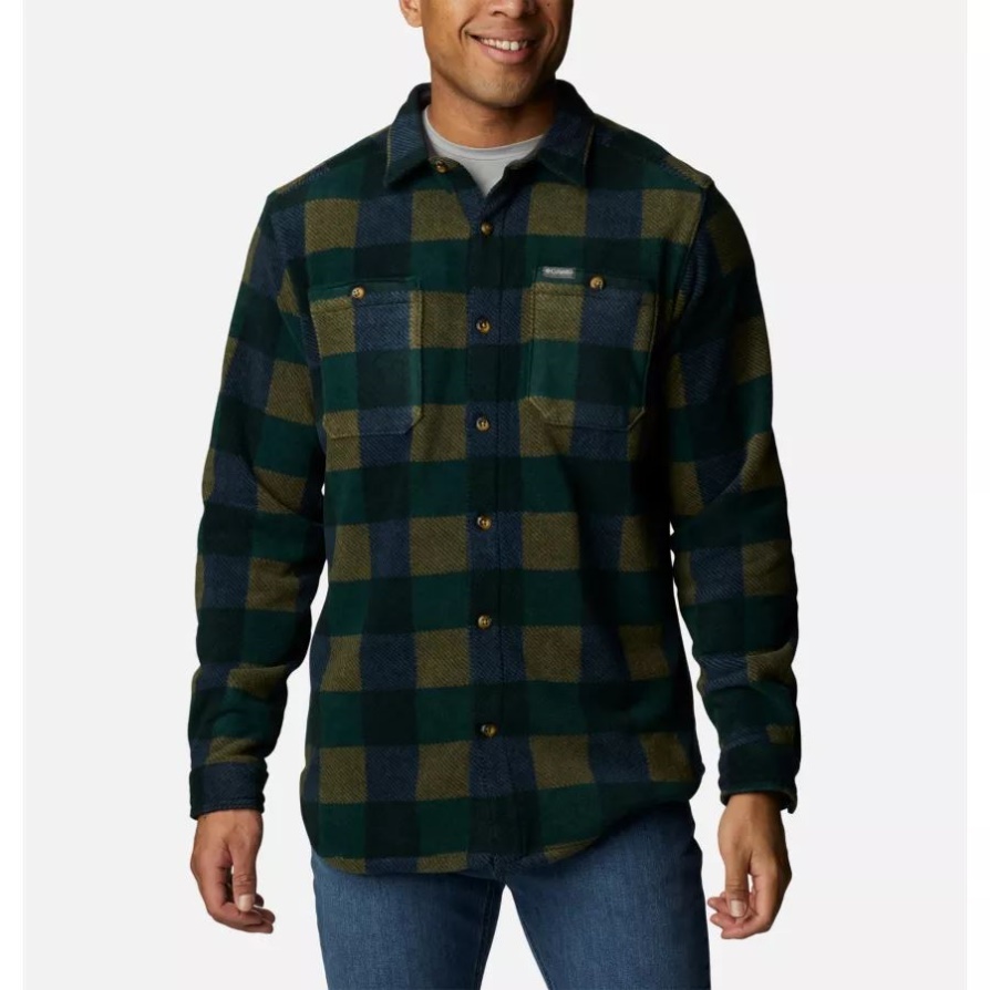 Columbia Spruce Multi Check גברים של אקדח פליס פליס מעל חולצה