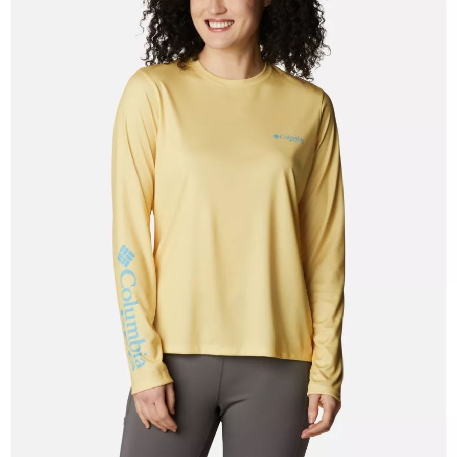 קולומביה תירס מתוק/ים גל נשים Pfg Tidal Tee Island Time חולצה עם שרוולים ארוכים