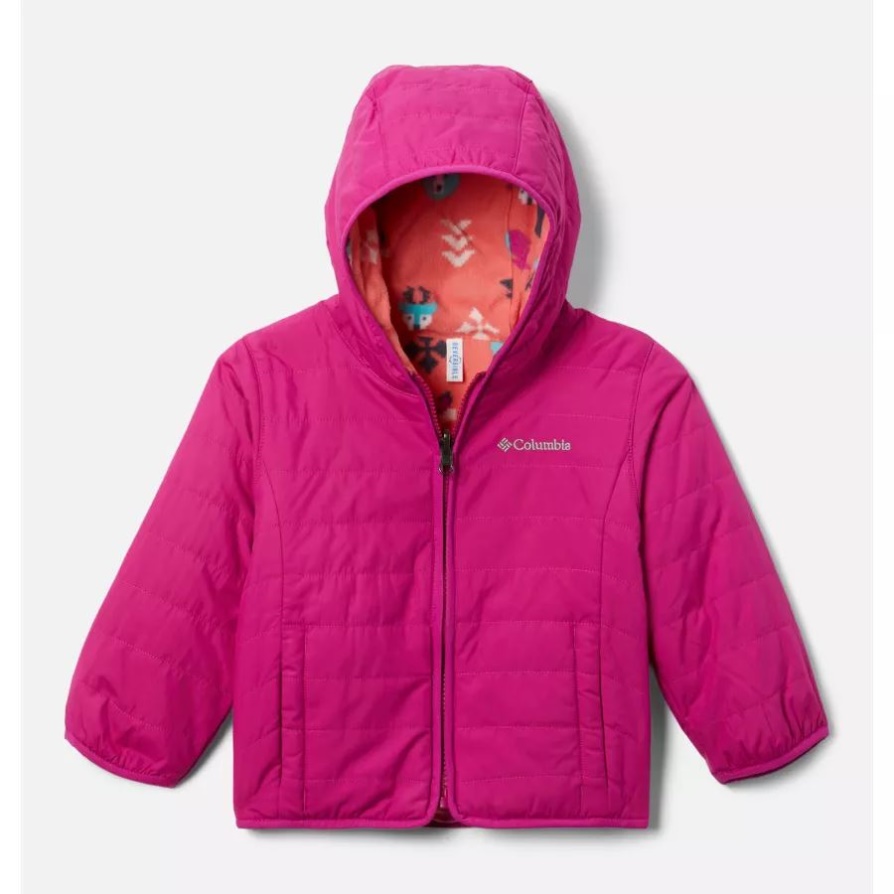 Columbia Toddler Double Trouble Jacket הפיך פוקסיה פרוע/סומק ורוד יערות