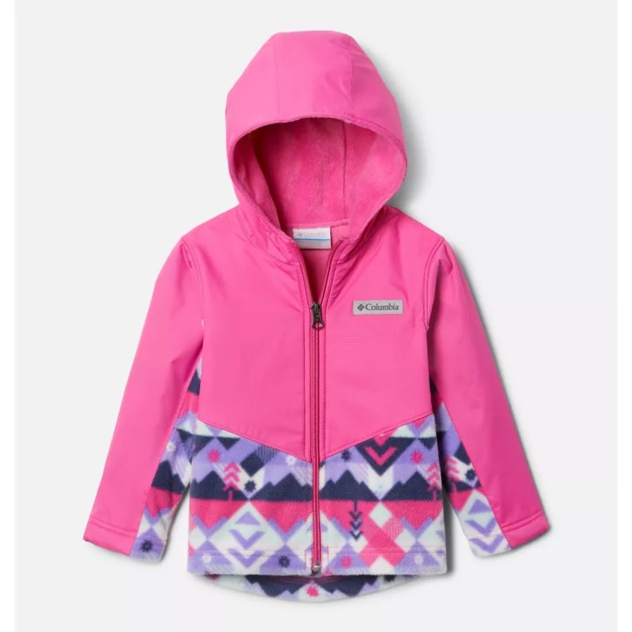 Columbia Toddler Steens Mt Overlay Hoodie לבן מחסום/קרח ורוד