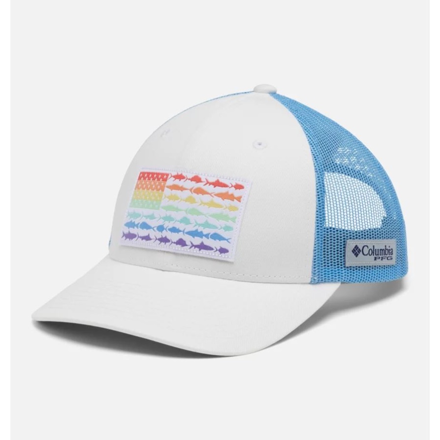 Columbia White/sail Pfg Fish דגל רשת Snapback כתר נמוך