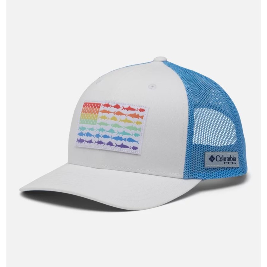 Columbia White/sail Pfg Fish Flag Mesh Snapback Mid Crown