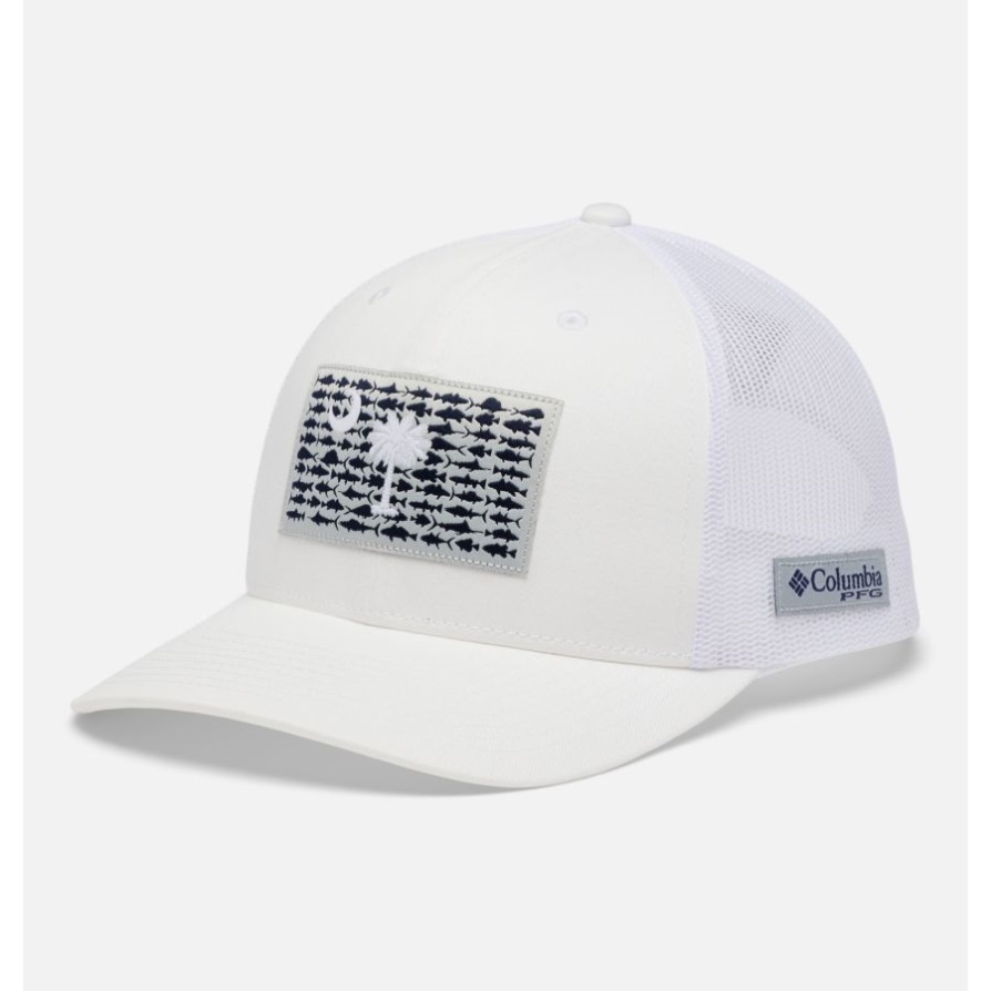 קולומביה לבן/דרום קרולינה דגל Pfg דגל דגים רשת Snapback כתר גבוה