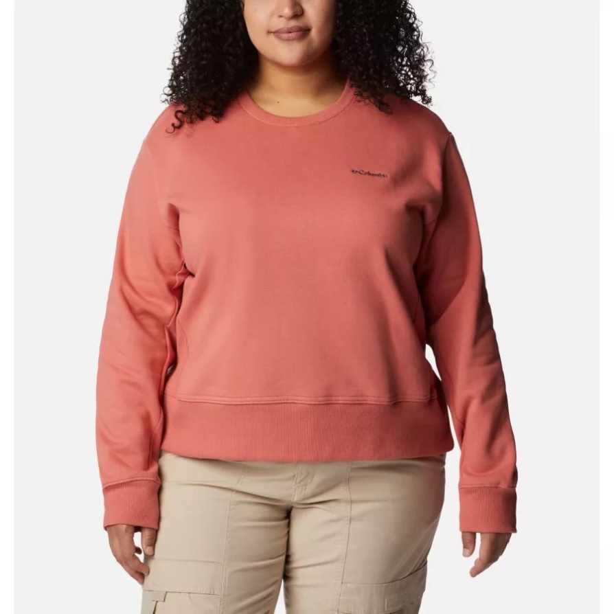 Columbia Women's Columbia Lodge Crew IV סווטשירט פלוס מידה כהה קורל