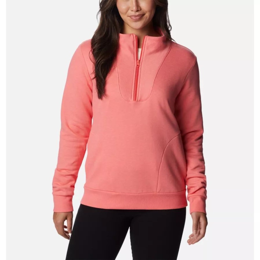 Columbia Women's Hart Mountainquarter Zip סוודר פליס סומק ורוד אברש