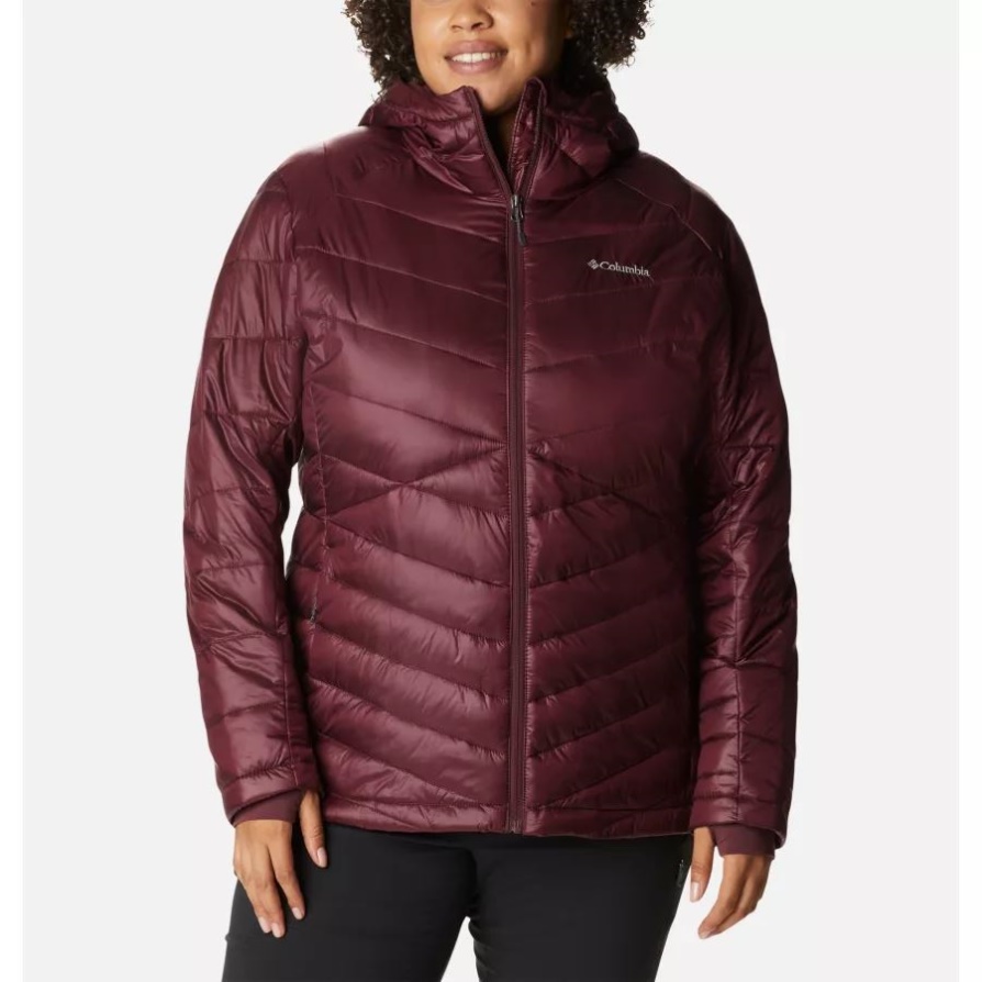קולומביה נשים Joy Peak Omni-heat אינפיניטי ז'קט קפוצ'ון מבודד בתוספת מידה Malbec
