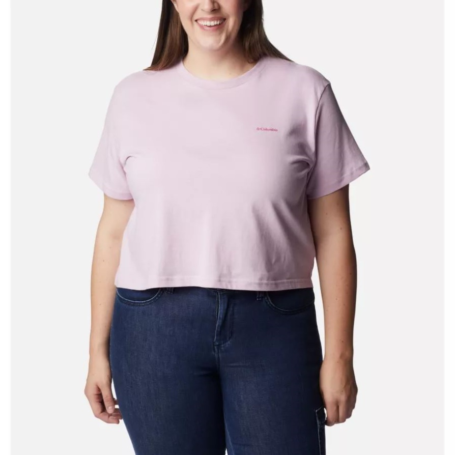 T-shirt קצוץ של קולומביה, נשים North Cascades, פלוס מידה שיפוע ממותג Aura/CSC