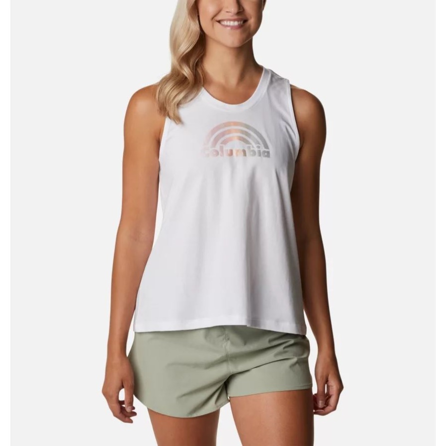 Columbia Women's North Cascades טנק שימר לבן/קשת בענן