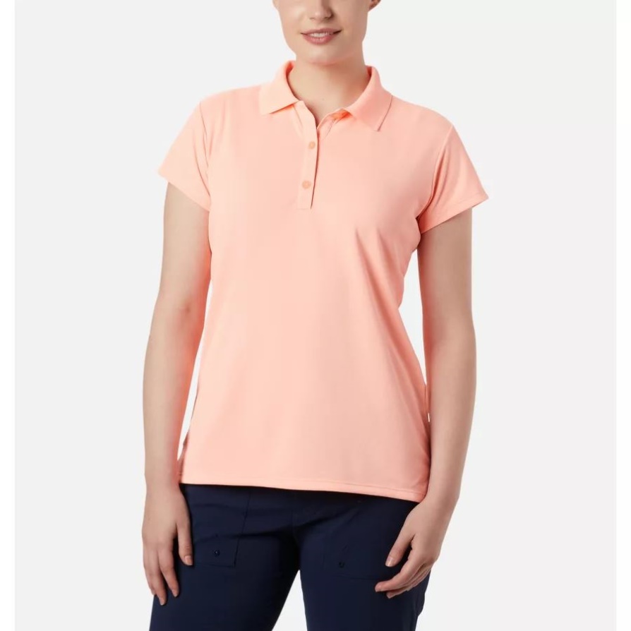 Columbia נשים Pfg Innisfree שרוולים קצרים פולו Tiki ורוד