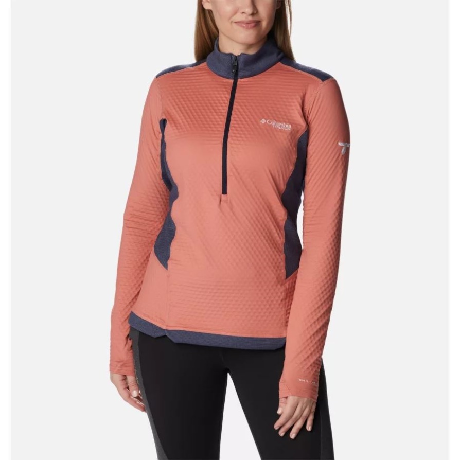 Columbia Women's Titan Pass Helix Quarter Zip סוודר אלמוג כהה/לילי