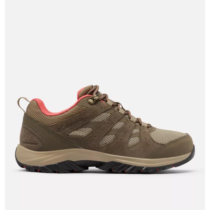 Columbia Womens Redmond III נמוך נעל עמיד למים חלוקי נחל/אלמוגים אדומים