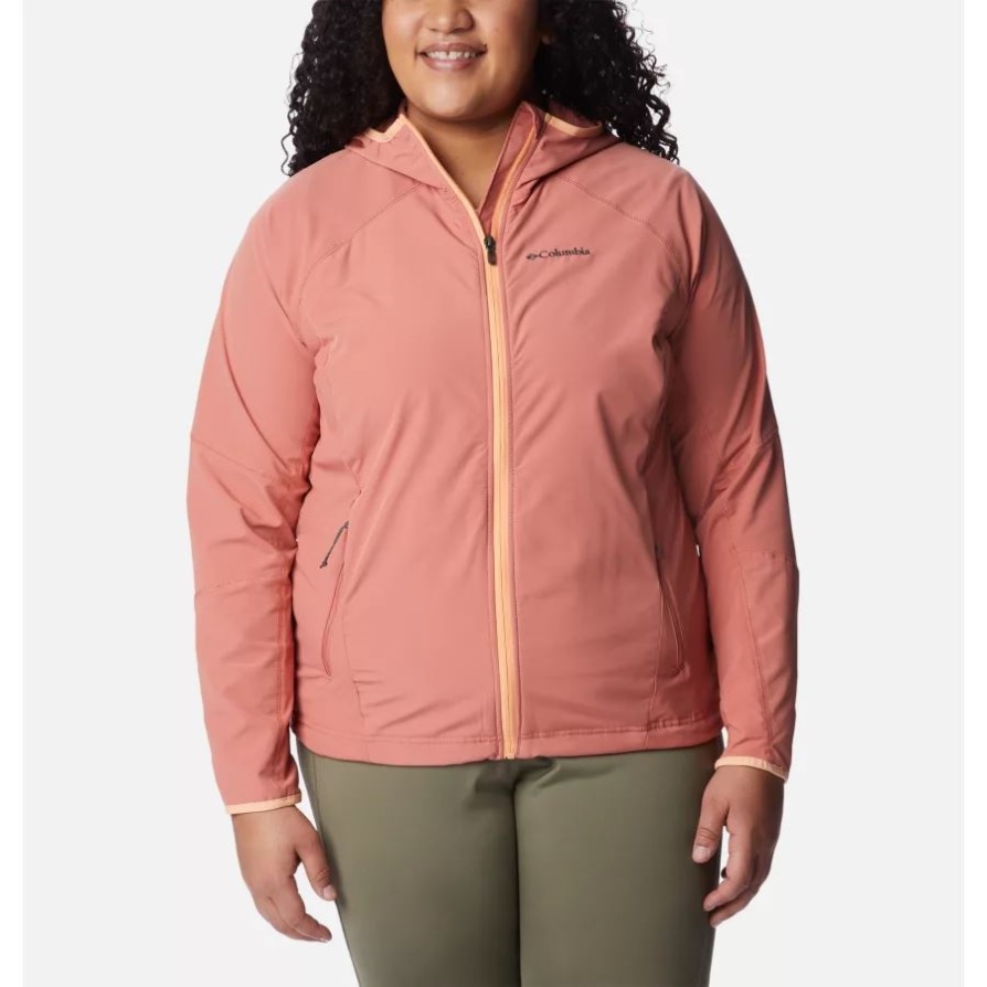 כהה קורל קולומביה ז'קט קפוצ'ון מתוק כמו Softshell לנשים במידות גדולות