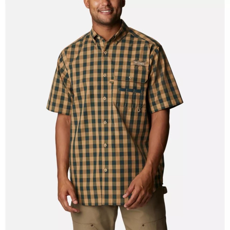 Dark Forest Multi Gingham Columbia גברים Phg חולצה עם שרוולים קצרים