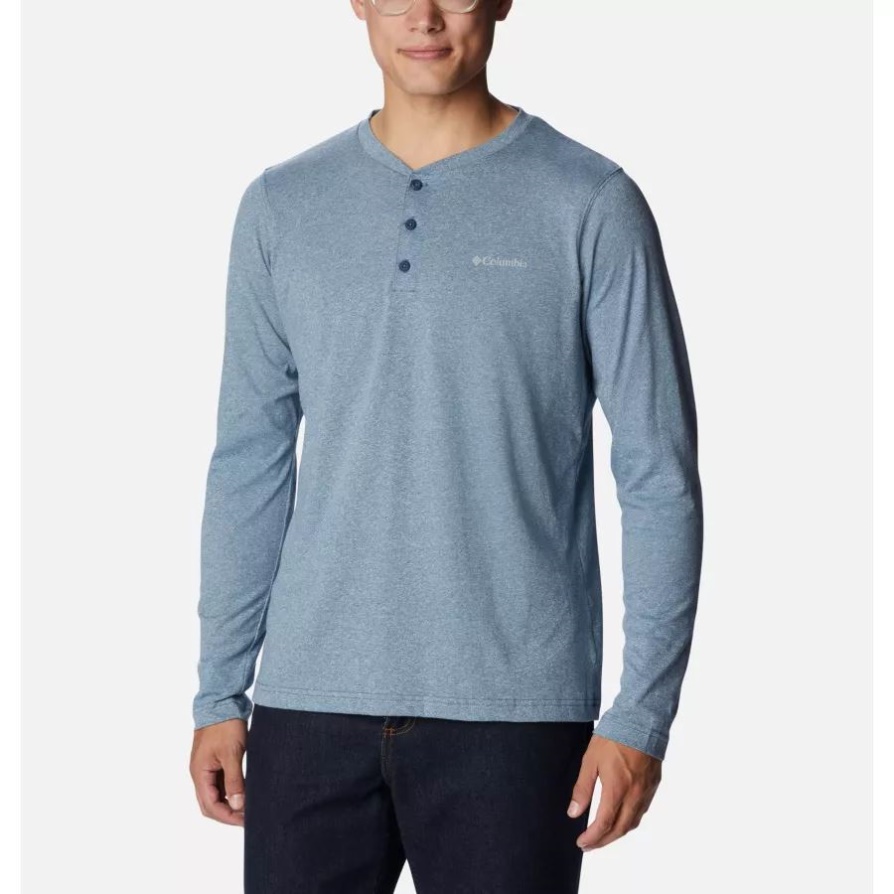 Dark Mountain Heather/sky Blue Columbia Men's Thistletown Hills Henley