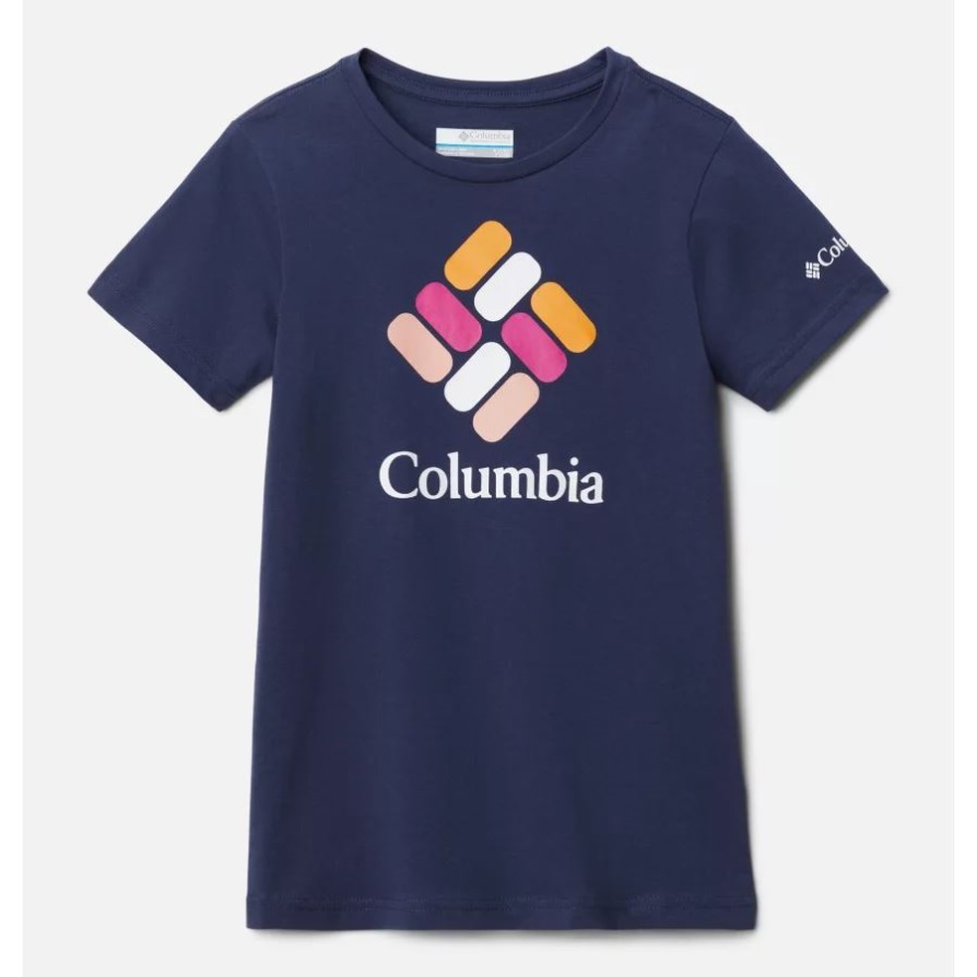Girls'mission Lake Graphic Casual כותנה חולצת טריקו לילית Multi Gem Columbia