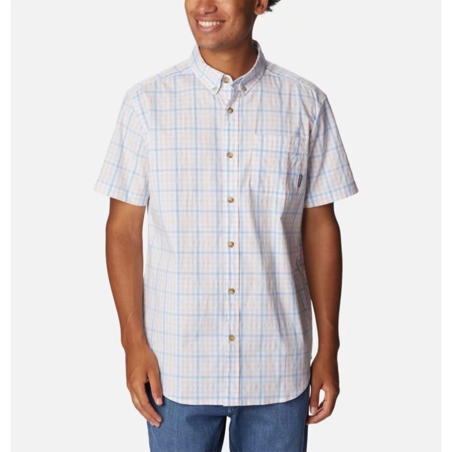 Jet Stream Multi Gingham גברים Rapid Rivers II חולצת שרוולים קצרים קולומביה