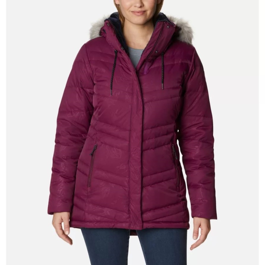 Marionberry Aurelian Emboss Columbia Women's St. מעיל פוך בינוני עם ברדס ענן