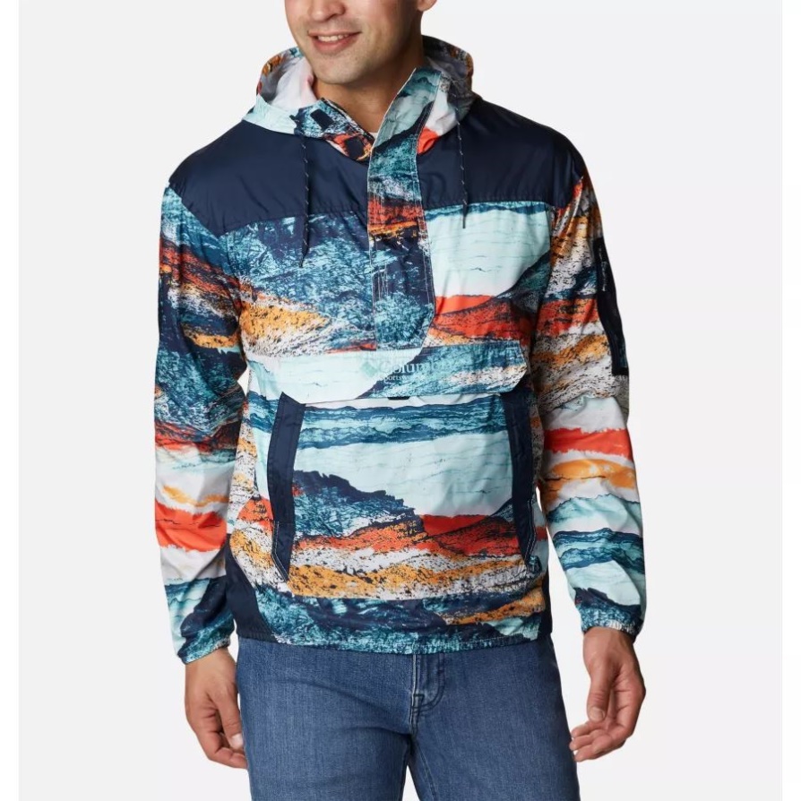 מעיל רוח גברים צ'לנג'ר Columbia Icy Morn Hyper Nature Print/coll Navy