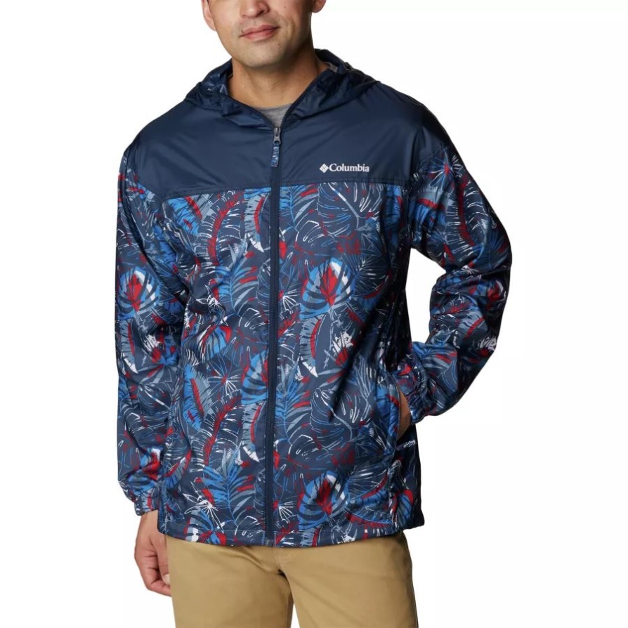 גברים's Flash Challenger מעיל רוח חידוש בהיר אינדיגו King Palms Multi Print Columbia