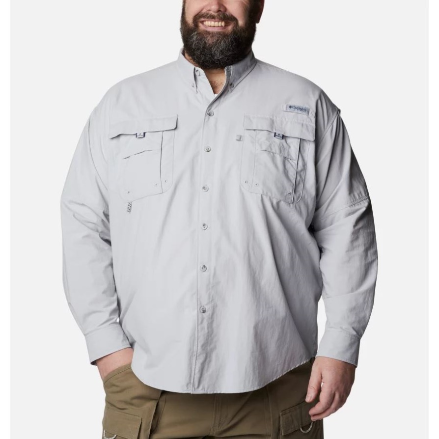 חולצה עם שרוולים ארוכים Pfg Bahama II לגברים, אפור מגניב קולומביה