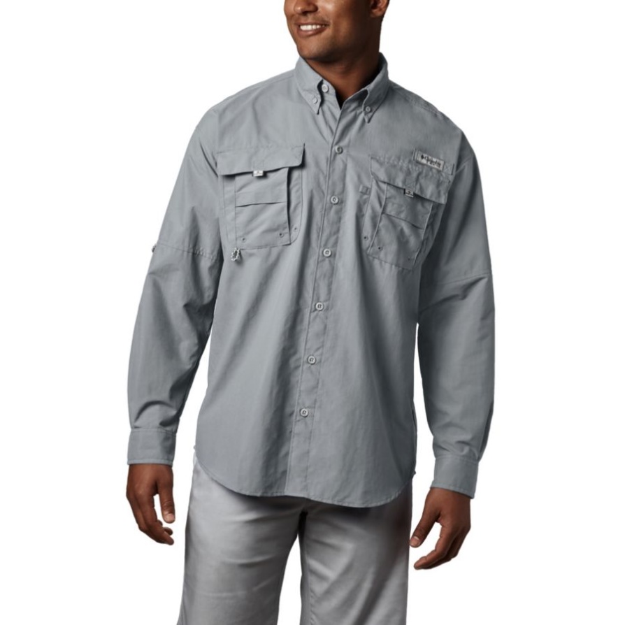 חולצת שרוולים ארוכים Pfg Bahama II לגברים, קולומביה אפור מגניב
