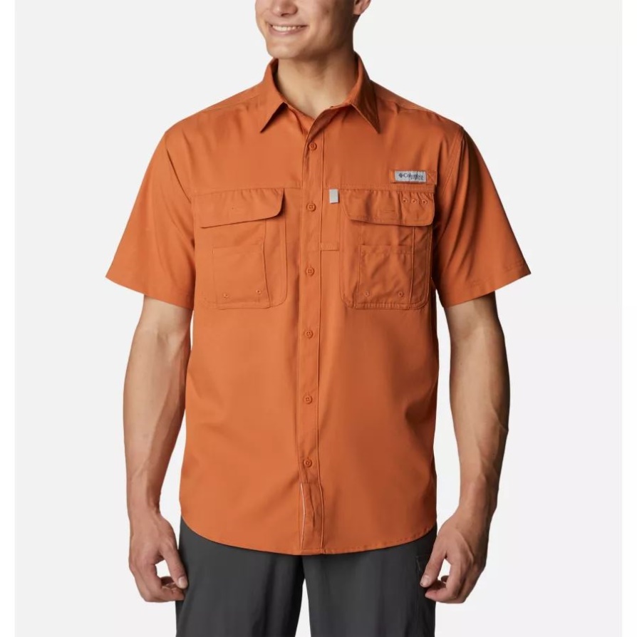 חולצת שרוולים קצרים ארוג מדריך סחף Pfg לגברים כתום האי קולומביה
