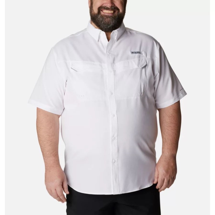 חולצה עם שרוולים קצרים בחולצה קצרה לגברים, לבנה גדולה, קולומביה