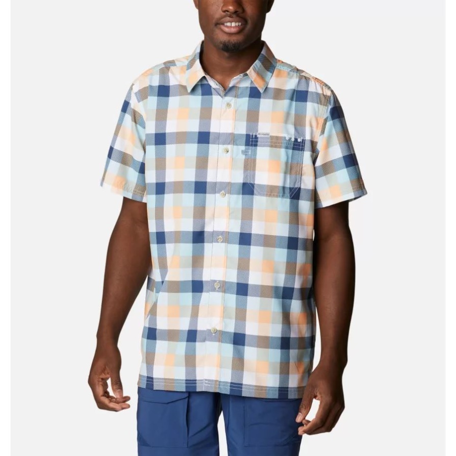 חולצת מחנה סופר Slack לגברים, Columbia Bright Nectar Multi Gingham