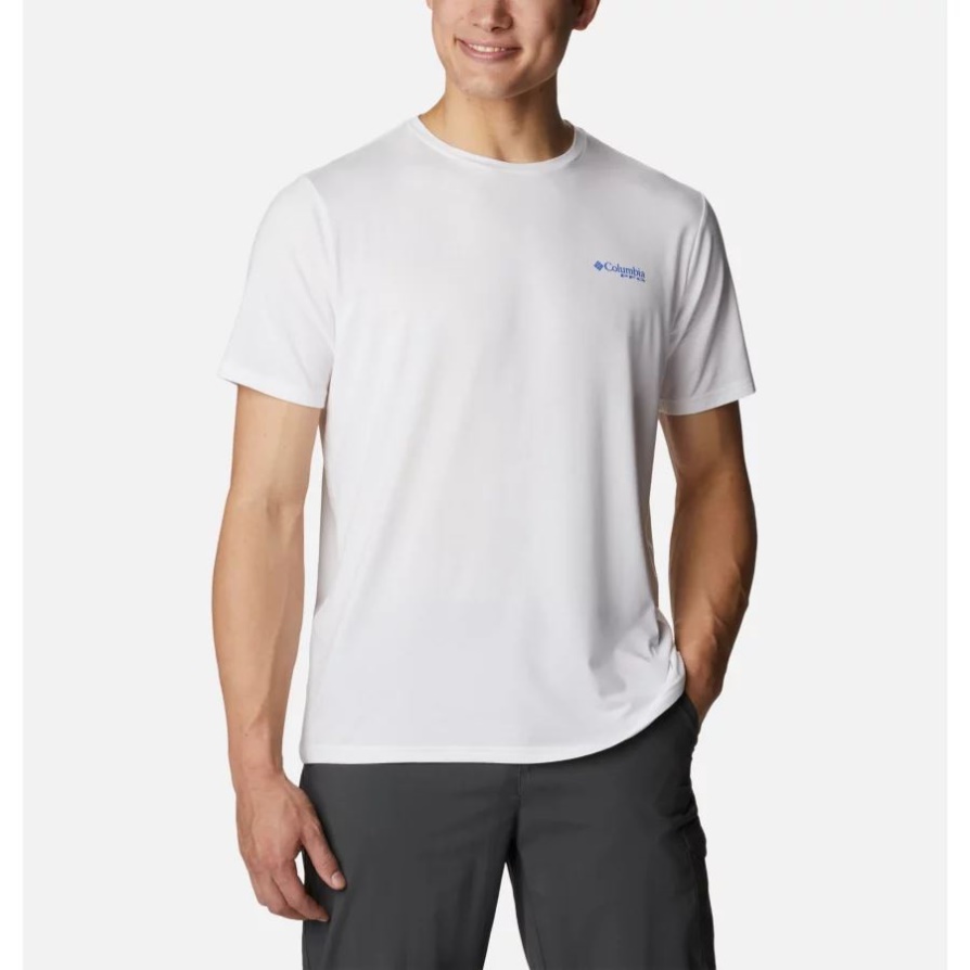 חולצת טריקו טק לגברים Pfg Triangle Fill Tech לבן/כחול Macaw Pfg Camo Columbia