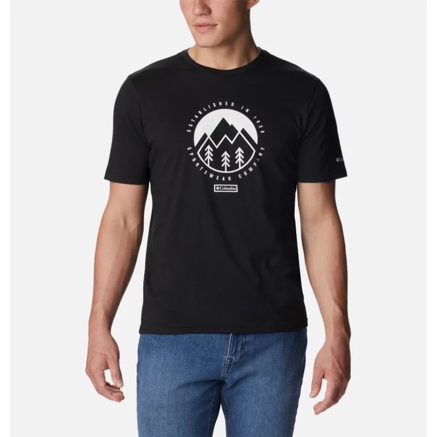 T-shirt גרפי מהיר לגברים, שחור/באוויר הפתוח, פארק 2 קולומביה
