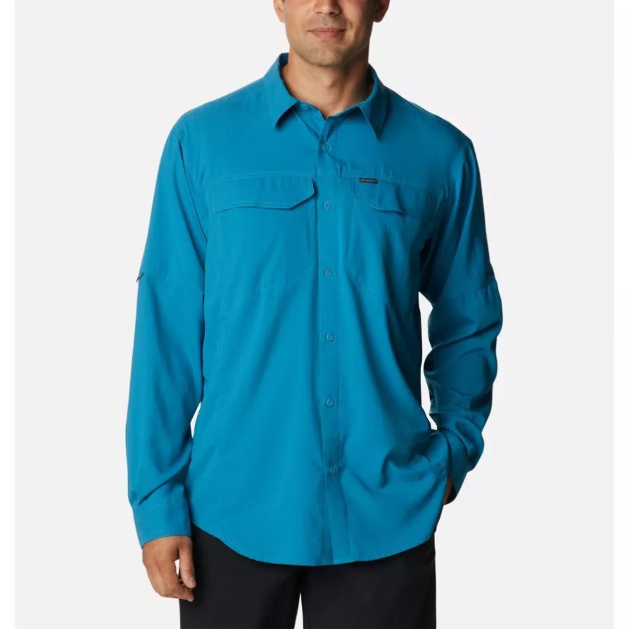 חולצת שרוולים ארוכים לגברים מכסף Ridge Lite Columbia Deep Marine