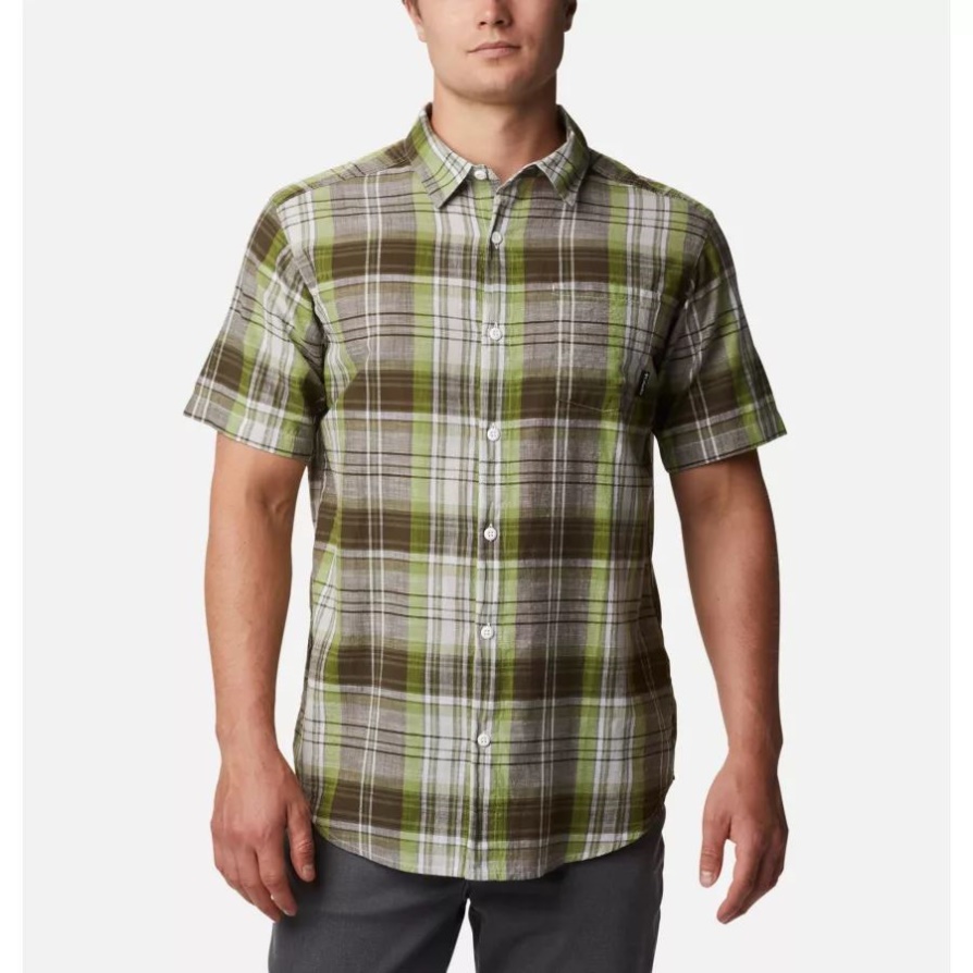 חולצת גברים מתחת לחשיפה Yd שרוול קצר Matcha Madras Columbia