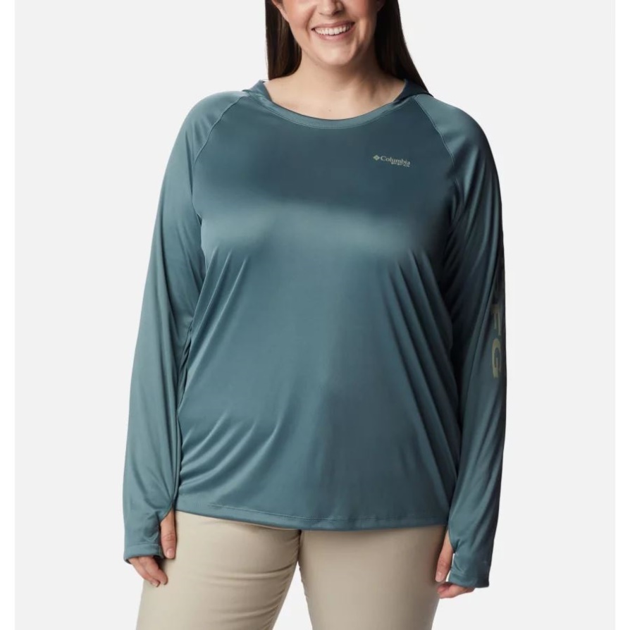 מתכת/ספארי לוגו נשים Pfg Tidal Tee קפוצ'ון פלוס מידה קולומביה