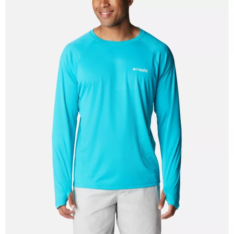 Ocean Teal Men's Pfg Zero Rule Ice חולצה עם שרוולים ארוכים, קולומביה