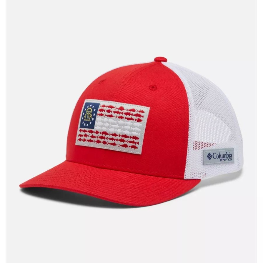 Pfg Fish Flag Mesh Snapback כתר גבוה אדום ניצוץ/דגל ג'ורג'יה קולומביה
